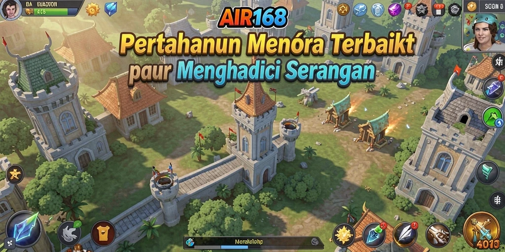 Tampilan gameplay AIR168 menampilkan pertempuran menara yang mendebarkan dan strategi yang menantang.