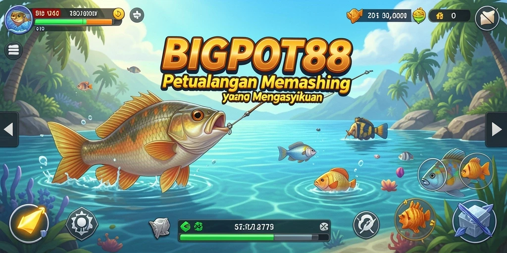Screenshot permainan BIGPOT88 menampilkan gameplay memancing yang seru.