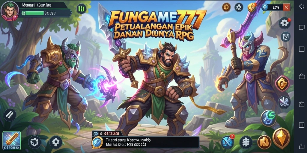 Screenshot menunjukkan aksi seru dalam permainan RPG FUNGAME777.