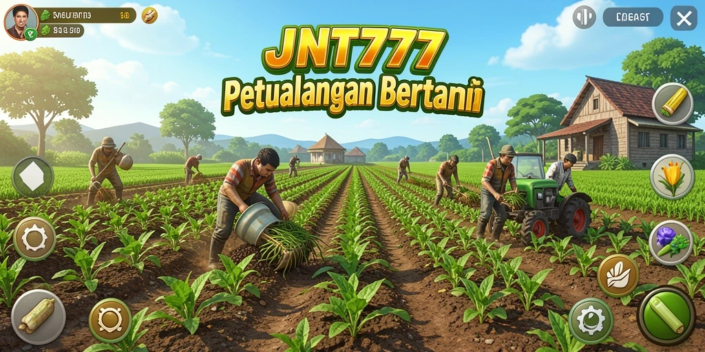Screenshot utama JNT777 menampilkan gameplay bertani yang memikat.