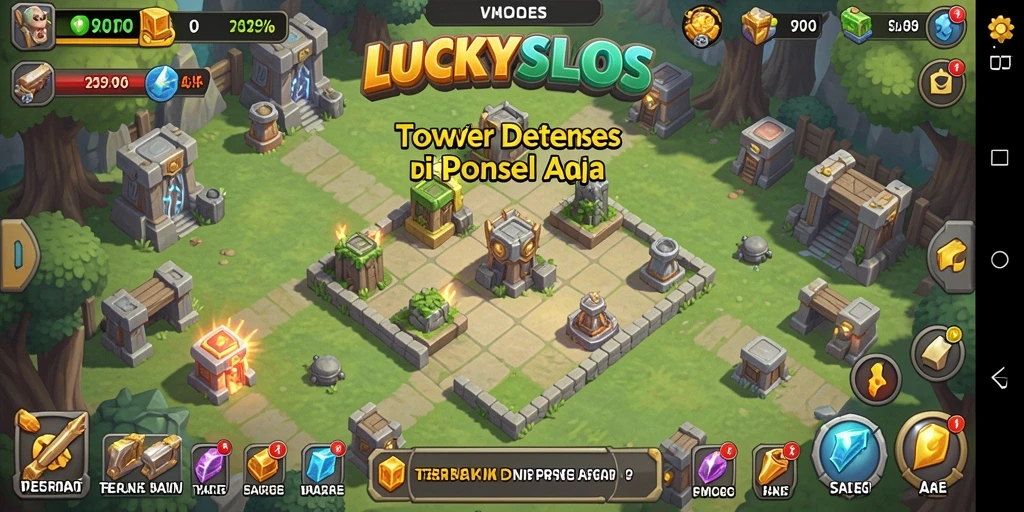Tampilan gameplay <strong>LUCKYSLOTS</strong> dengan strategi Tower Defense yang menantang.