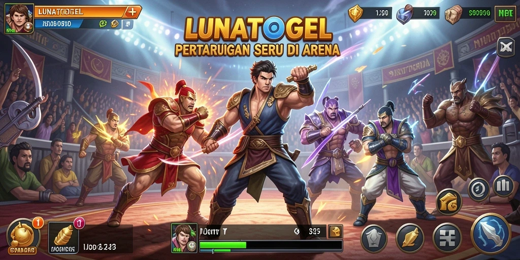 Tangkapan layar gameplay LUNATOGEL yang menunjukkan pertarungan epik antara dua karakter.