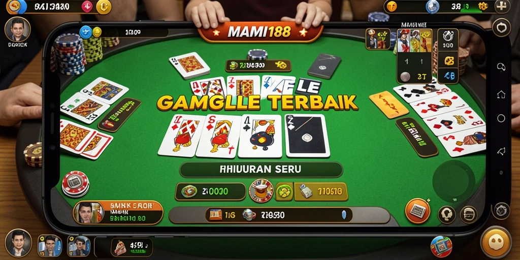Screenshot MAMI188 menampilkan pemain sedang bermain Gaple dengan antarmuka yang menarik.