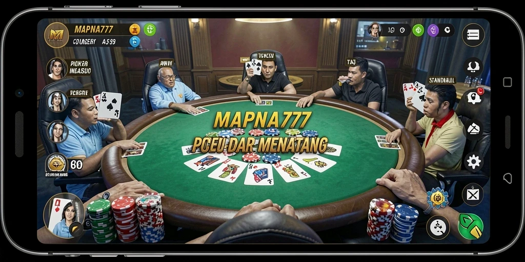 Tangkapan layar gameplay MAPNA777 menampilkan suasana Poker yang seru dan mendebarkan.