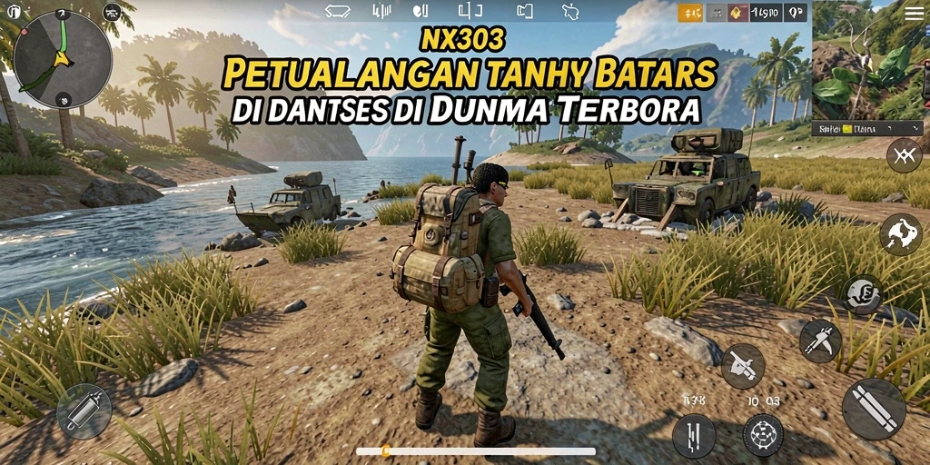 Screenshot gameplay NX303 menampilkan perjalanan mendebarkan dalam dunia terbuka.