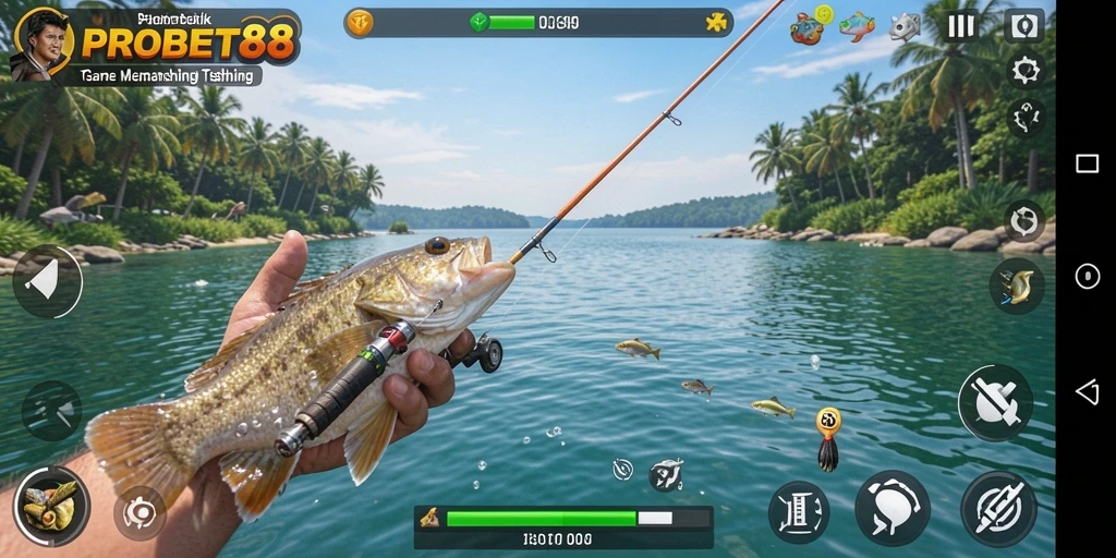 Gameplay PROBET88 menunjukkan aksi memancing yang mendebarkan.