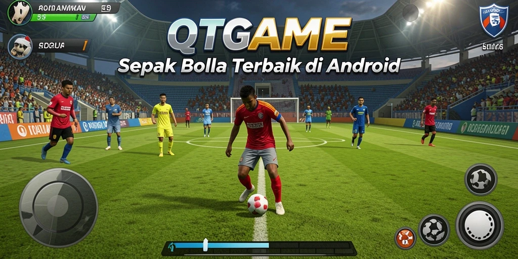 Tampilan gameplay QTGAME yang mendebarkan dan seru dalam pertandingan sepak bola.