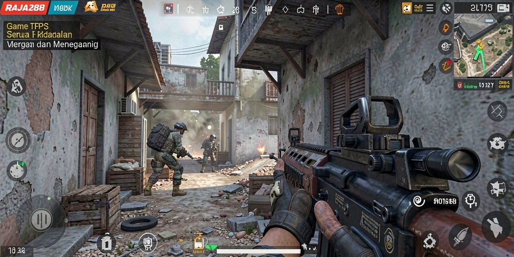 Tampilan epik dari gameplay TPS RAJA288.