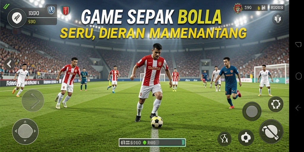 Tampilan gameplay S80 dengan aksi sepak bola seru.