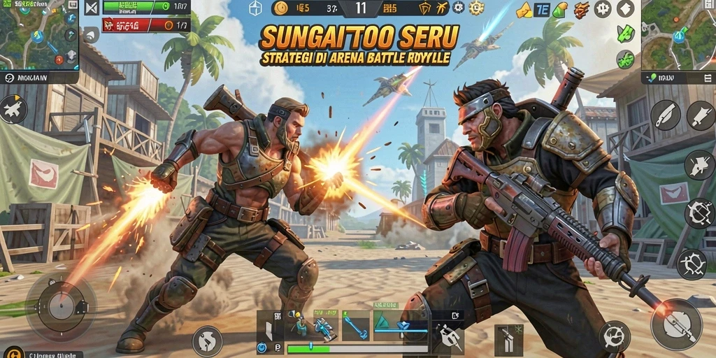 Screenshot menampilkan aksi seru dalam game Battle Royale SUNGAITOTO.