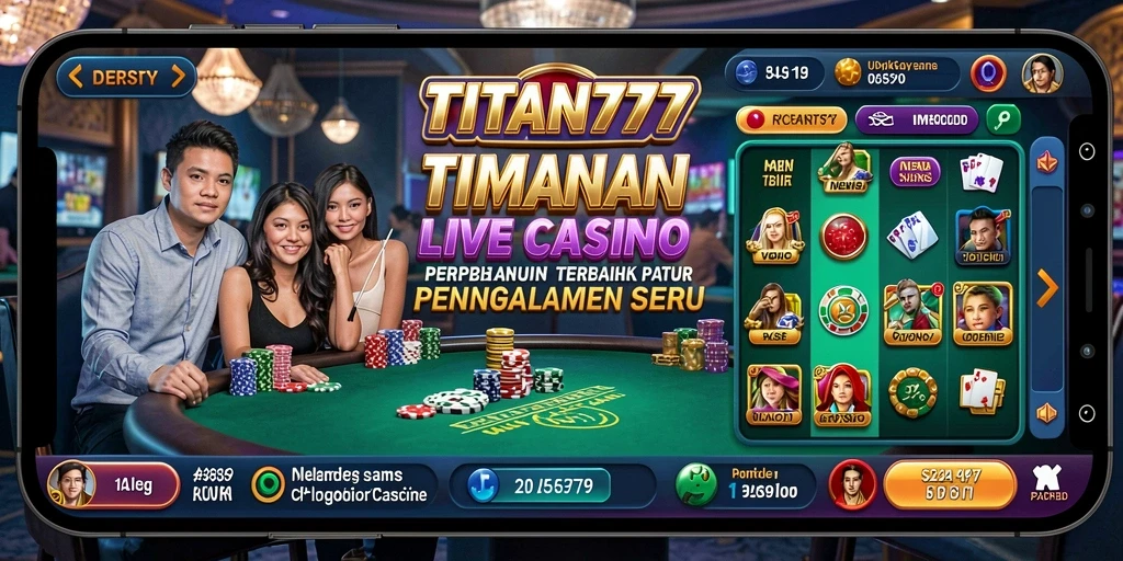 Screenshot utama TITAN777 menampilkan gameplay Live Casino yang mendebarkan.