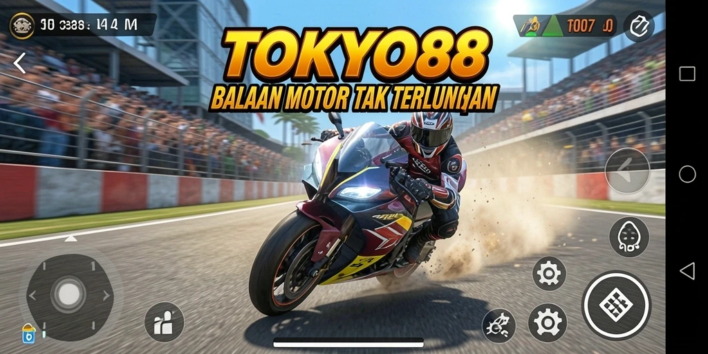 Tampilan gameplay menegangkan dalam balapan motor TOKYO88.