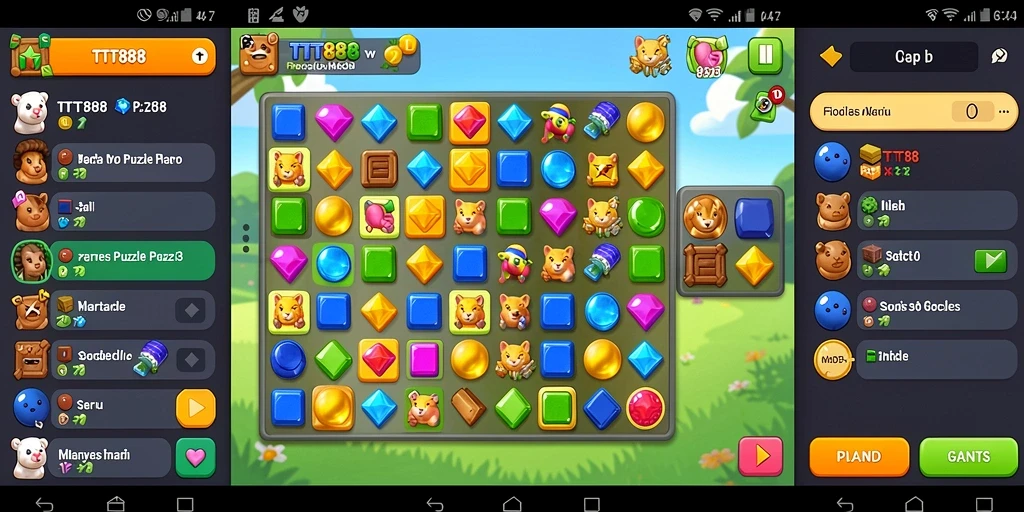 Tampilan gameplay seru di TTT888 dengan tantangan Match-3.