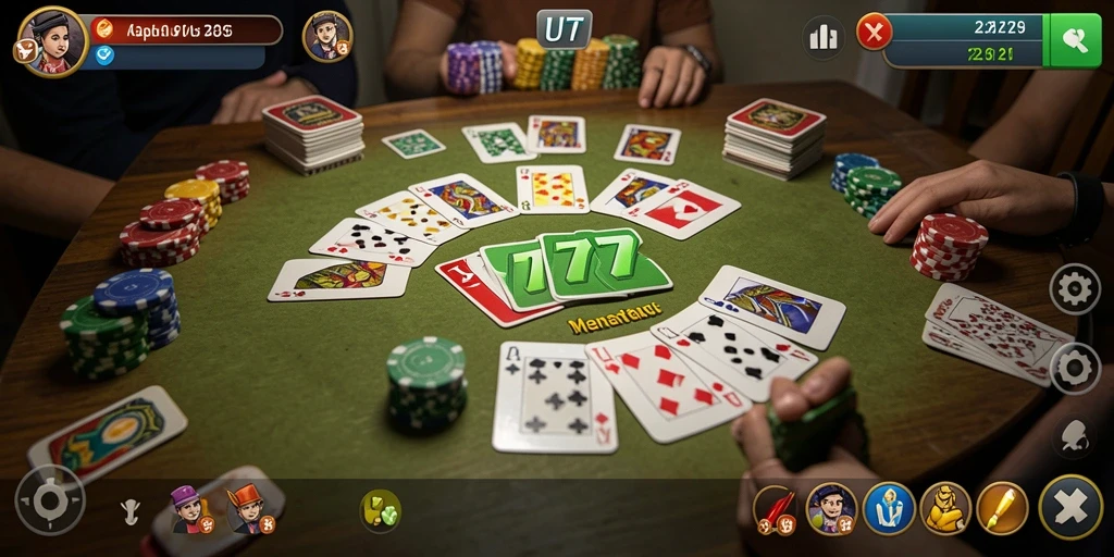Tampilan gameplay UT77 dengan kartu Gaple yang menarik.