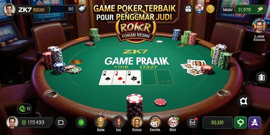 Tampilan gameplay ZK7 menampilkan strategi Poker yang mendebarkan.